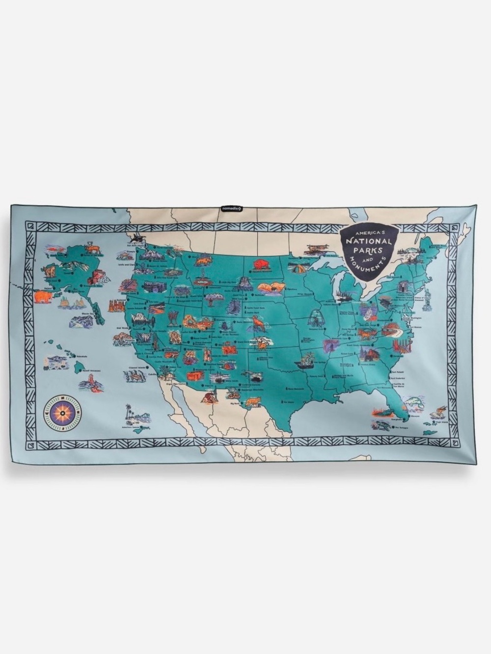Nomadix Ultralight Towel National Parks and Monuments Map